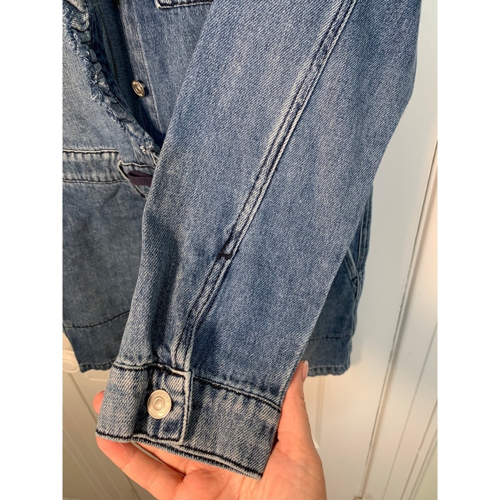 Hudson Jeans Blue Denim M Utility Romper Drawstring Ruffle Collar Long Sleeves - Picture 16 of 16